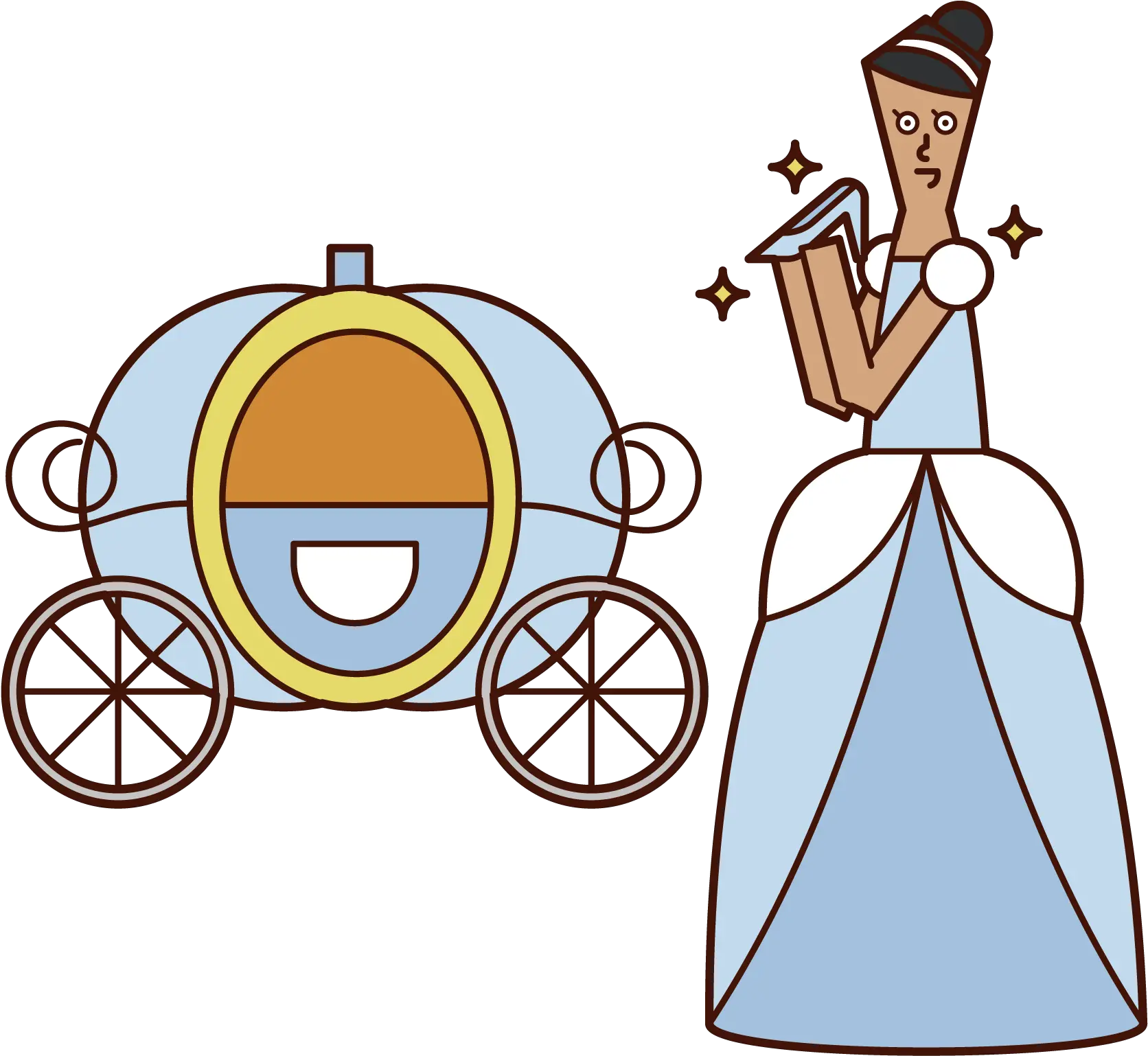 Illustration Of Cinderella And Pumpkin Carriage Female Illustration Png Cinderella Icon