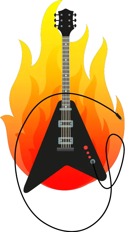 Electric Guitar Sticker With Flame Clipart Full Size Electric Guitar Sticker Png Electric Guitar Png