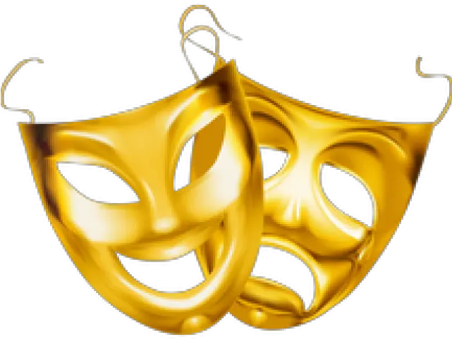 Drama Masks Gold Theatre Mask Png Drama Masks Png