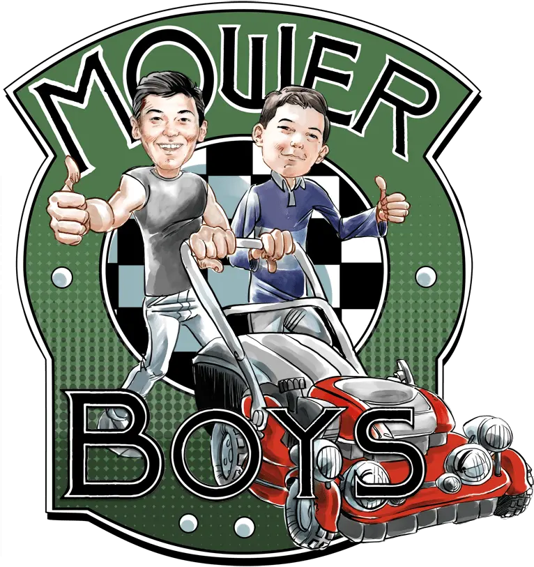 Mower Boys Lawn Mowers Cartoon Design Png Retro Logo