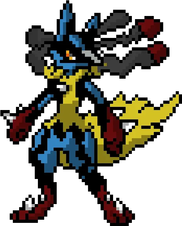 Mega Lucario Lucario Pokemon Pixel Art Full Size Png Pokemon Lucario Pixel Art Lucario Png
