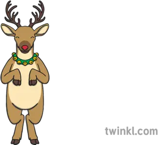 Standing Rudolph Reindeer Animal Hind Legs Red Nose Reindeer Twinkl Png Rudolph Nose Png