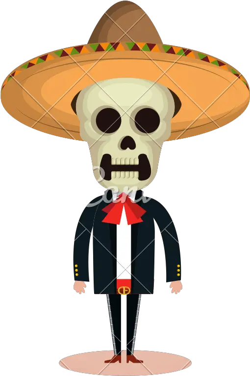 Mexican Mariachi Skeleton Character Icons By Canva Mexican Wearing Sombrero Png Mariachi Png