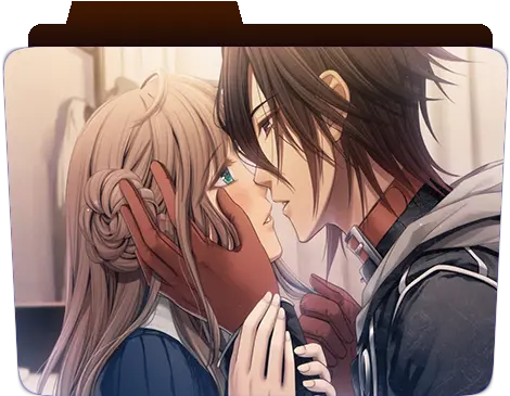 Anime Love Kiss Cute Folder Brown Hair And Brown Eyes Couple Png Anime Boy Icon