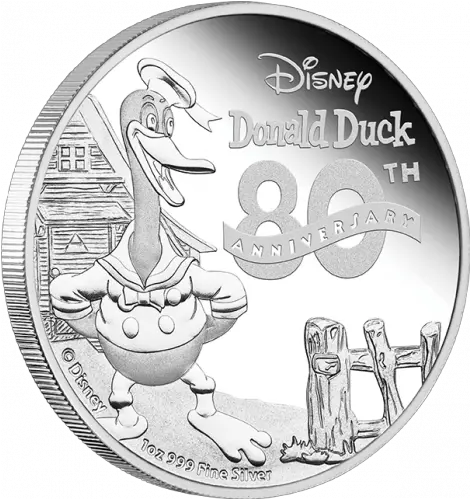 80th Anniversary Of Donald Duck 1 Oz Silver Coin Proof Coinage Png Donald Duck Transparent