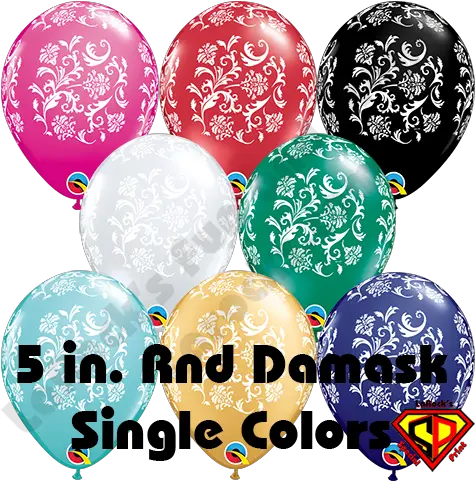 5 Inch Round Damask Balloons Wwhite Single Colors Qualatex 50ct Balloon Png White Balloons Png