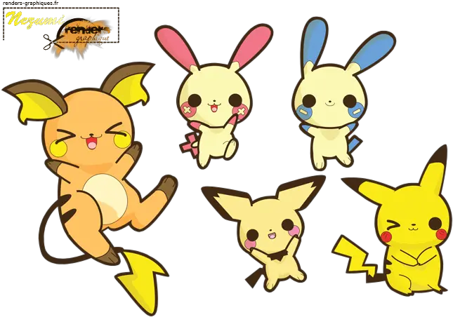 Render Pokemon Kawaii Minun And Plusle Png Raichu Png