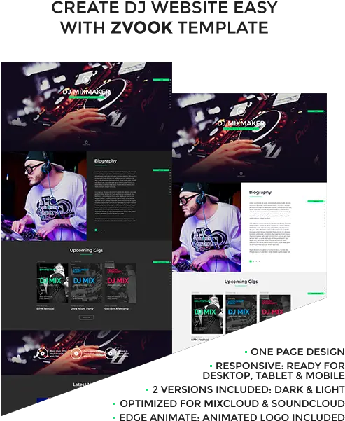 Zvook Ultimate Dj Producer Artist Personal Site Muse Template Online Advertising Png Mixcloud Logo