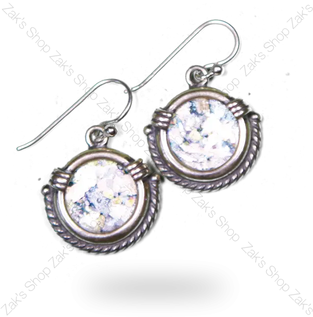 U0027roman Glassu0027 Rope Design Sterling Silver Earrings From Israel Earrings Png Rope Circle Png