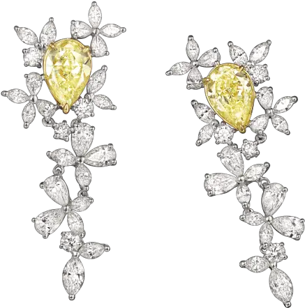 Fancy Yellow Pear Shaped Earrings Larry Jewelry Crystal Png Diamond Png Shape