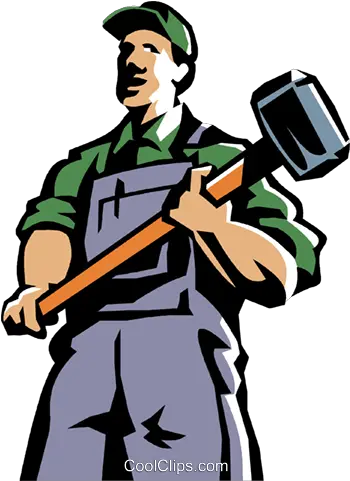 Man Standing With A Sledgehammer Royalty Free Vector Man Man With Sledgehammer Vector Png Hammer Clipart Png