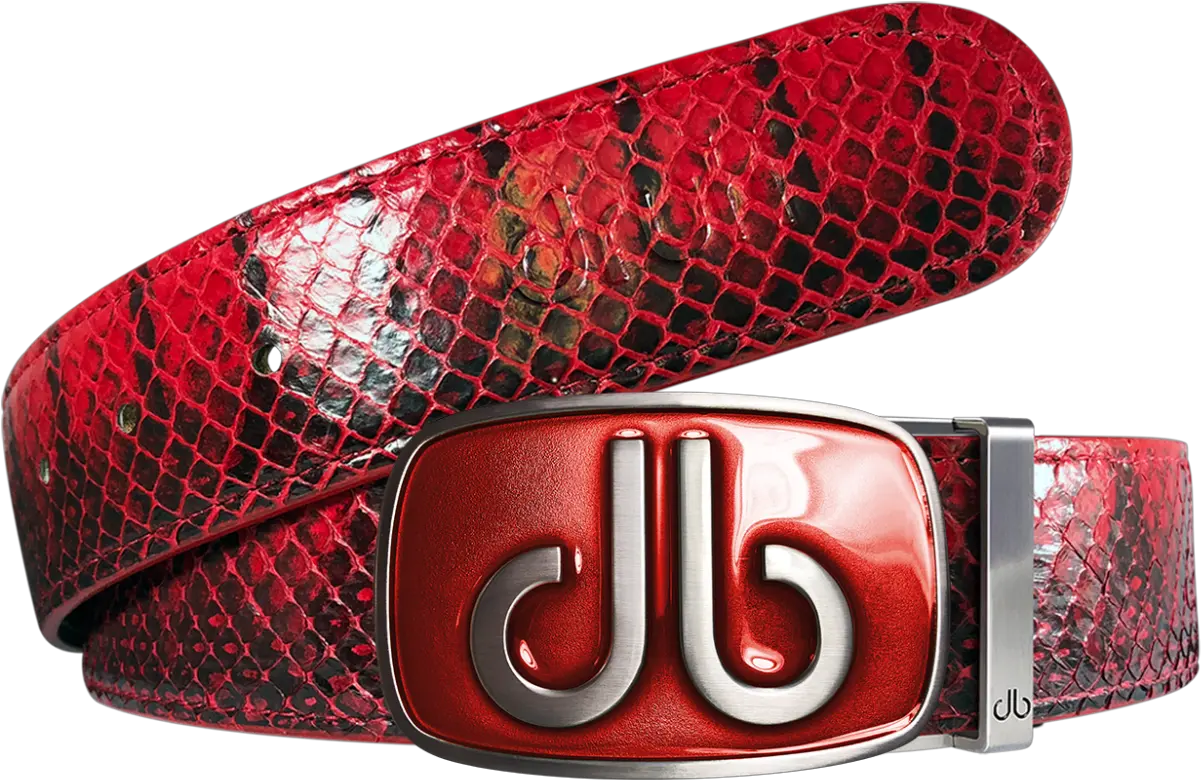 Red Snakeskin Leather Belt With Buckle Druh Belts Png Belt Buckle Png