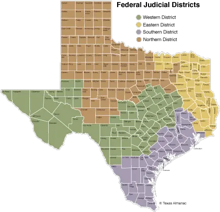 Federal Courts In Texas Almanac San Marcos On Texas Map Png Texas Map Png
