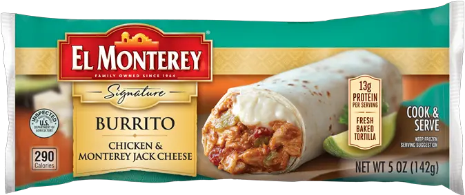 Chicken U0026 Monterey Jack Cheese Frozen Burrito El El Monterey Chicken Chimichanga Png Burrito Png