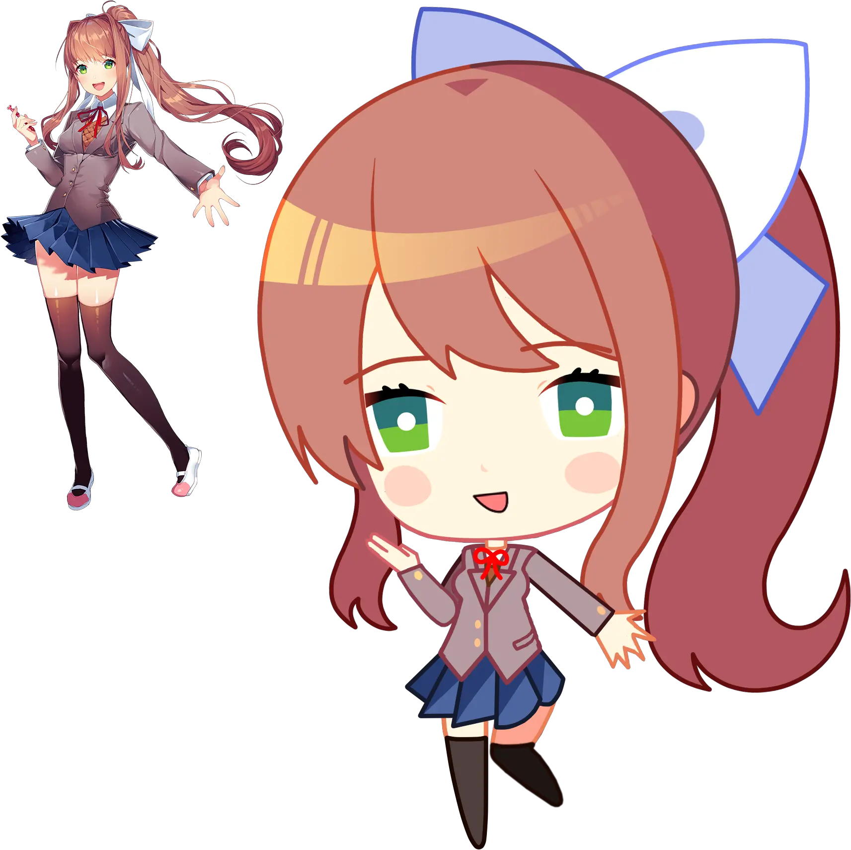 Chibi Monika Menu Pose Sprite Png Ddlc Chibi Sprites Monika Monika Png