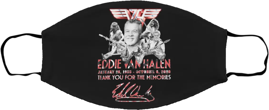 Eddie Van Halen Thank You For The Memories Face Mask Cloth Face Mask Png Van Halen Logo Png