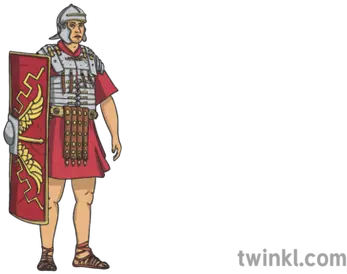 Roman Soldier In Red Tunic And Sandals With Belt Body Armour Standing Png Roman Helmet Png