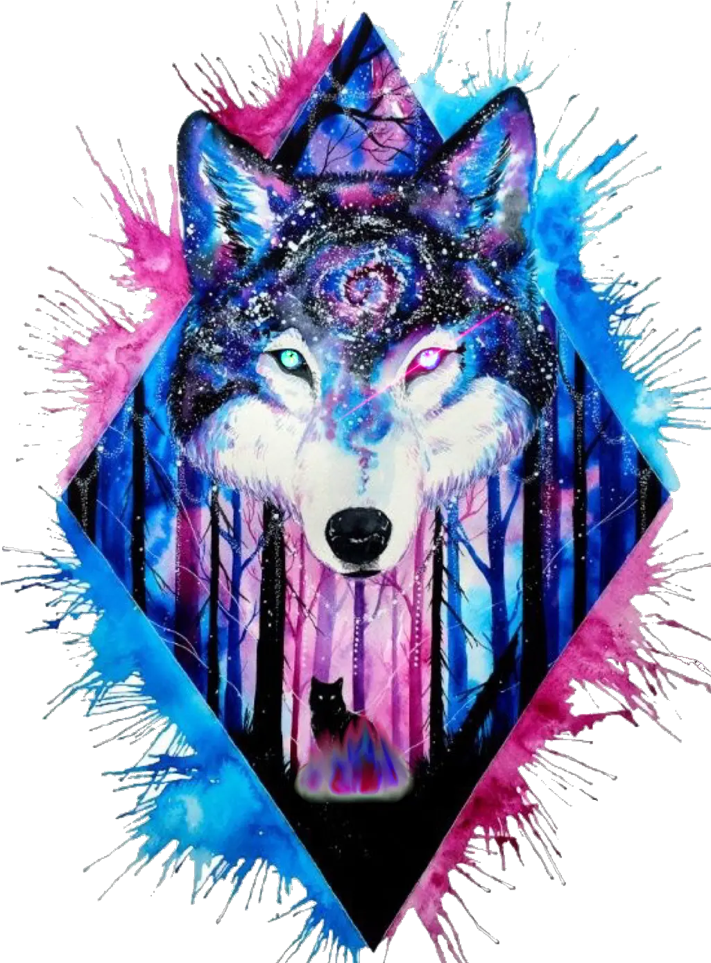 Galaxy Wolf Clipart Galaxy Wolf Tattoo Png Wolves Png