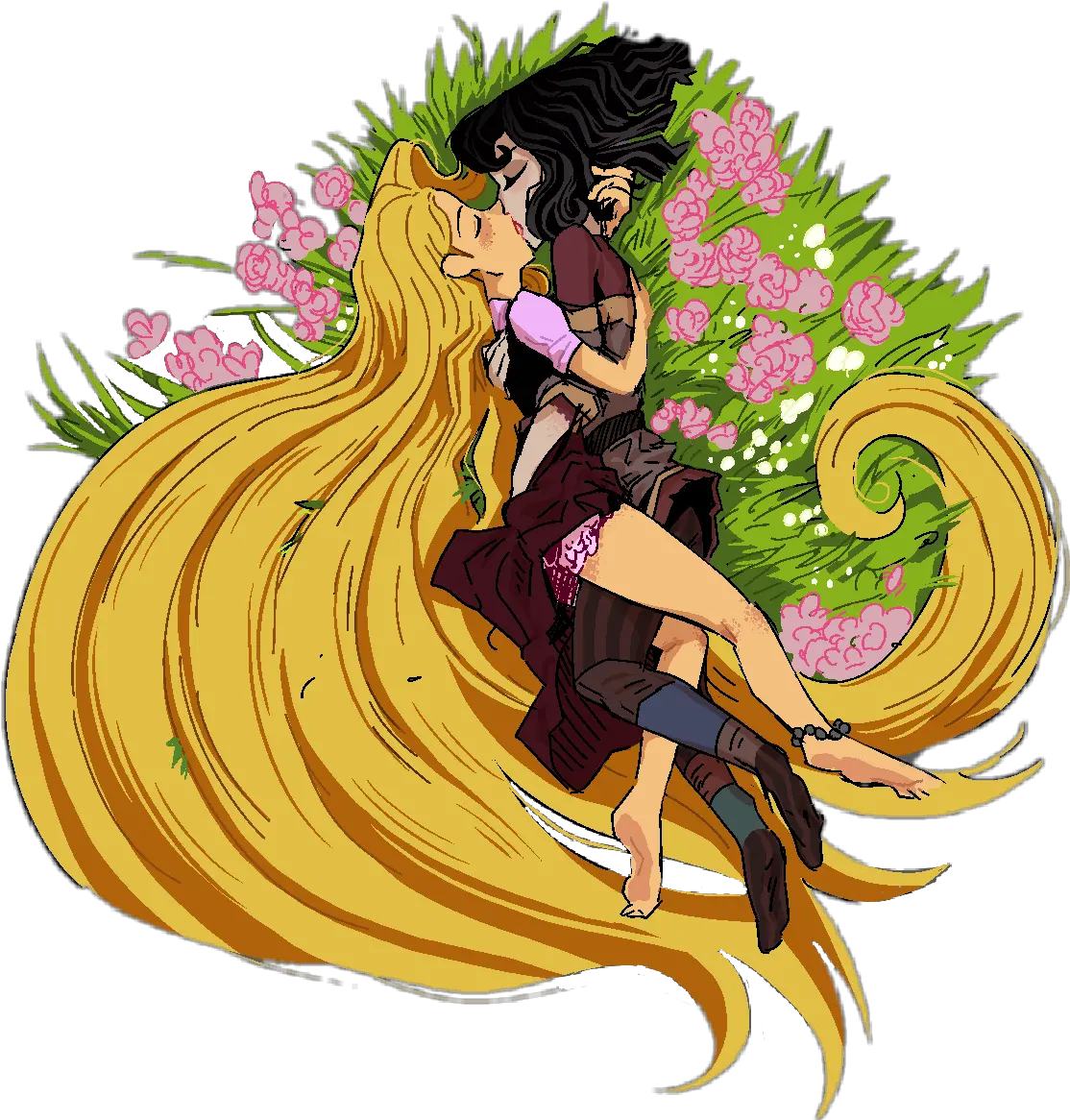 Freetoedit Tangled Tangledtheseries Rapunzel Rapunzeled Rapunzel And Cassandra Kiss Png Rapunzel Transparent Background