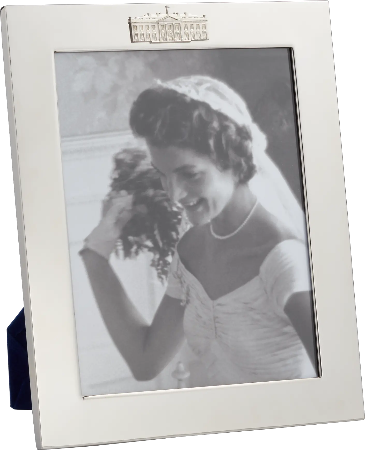 Large Pewter Frame With White House Applique Jackie Kennedy White Gloves Png Elegant Frame Png