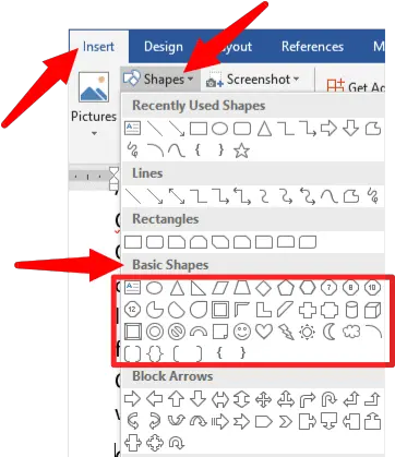 How To Insert An Arrow In Word Officebeginner Overlap Pictures In Word Png Triangle With 2 Arrows Icon