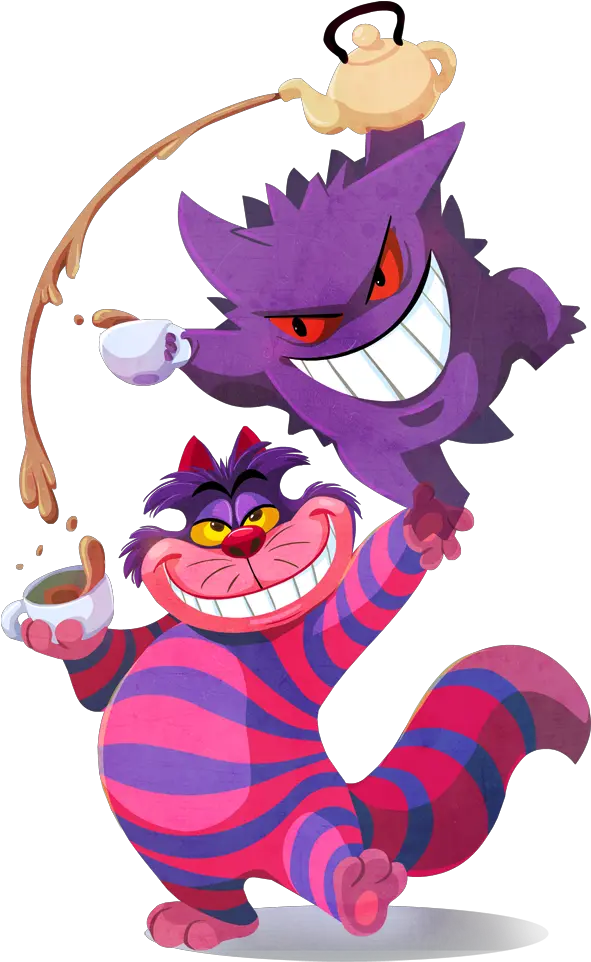 Gengar And Cheshire Cat Pokemon 1 More Drawn By Cheshire Cat And Gengar Png Gengar Png