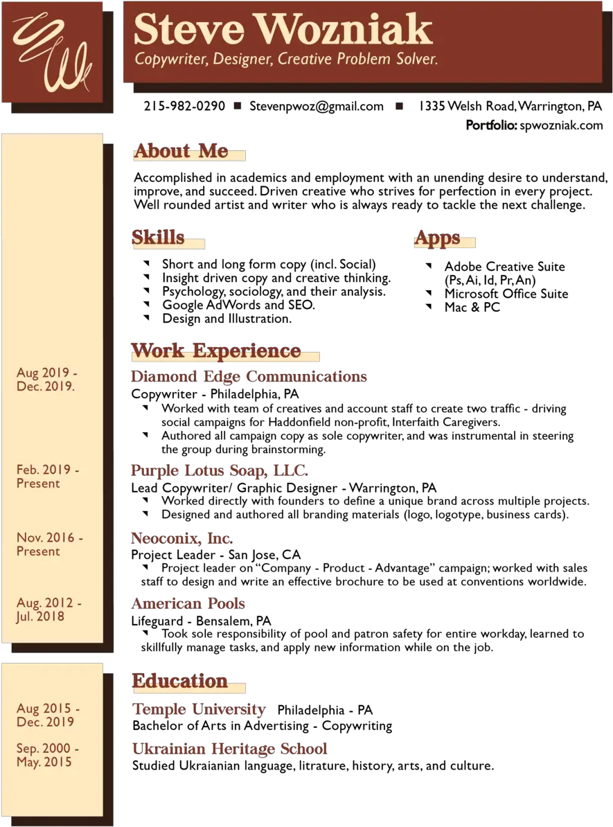 Resume Steve Wozniaks Portfolio Document Png Resume Png