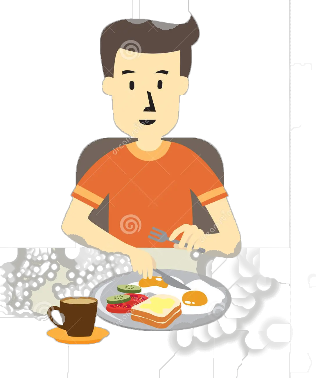 Breakfast Clipart Png Boy Eating Breakfast Clipart Cartoon Person Having Breakfast Eating Png