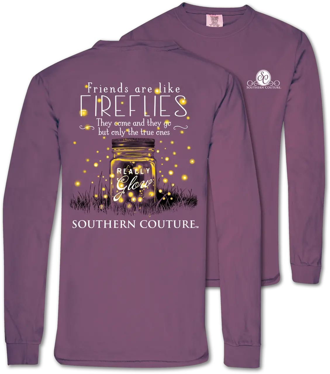 Southern Couture Friends Like Fireflies Berry Ls Png