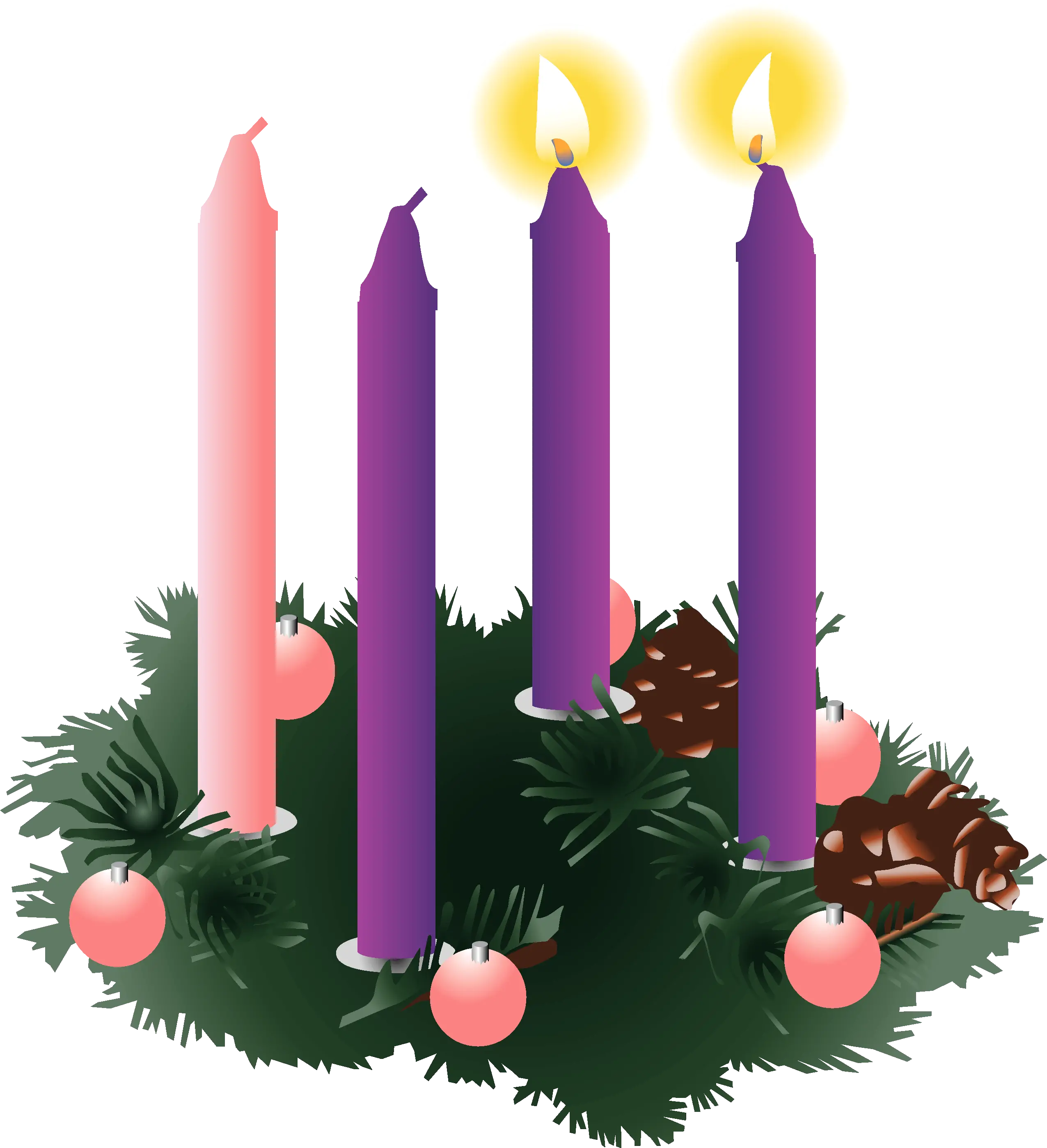 Png Advent Wreath Two Candles Lit 2nd Sunday Of Advent Clipart Lit Png
