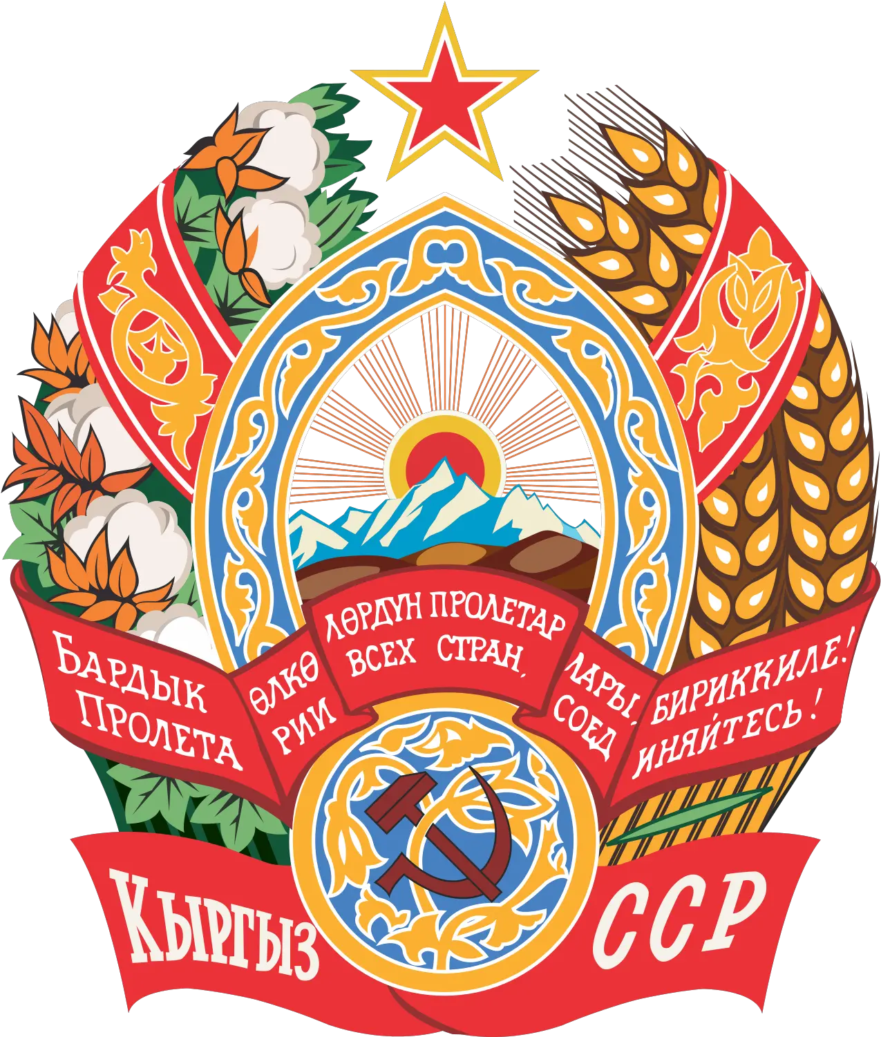 Emblem Of The Kirghiz Ssr Soviet Heraldry Png Ussr Logos