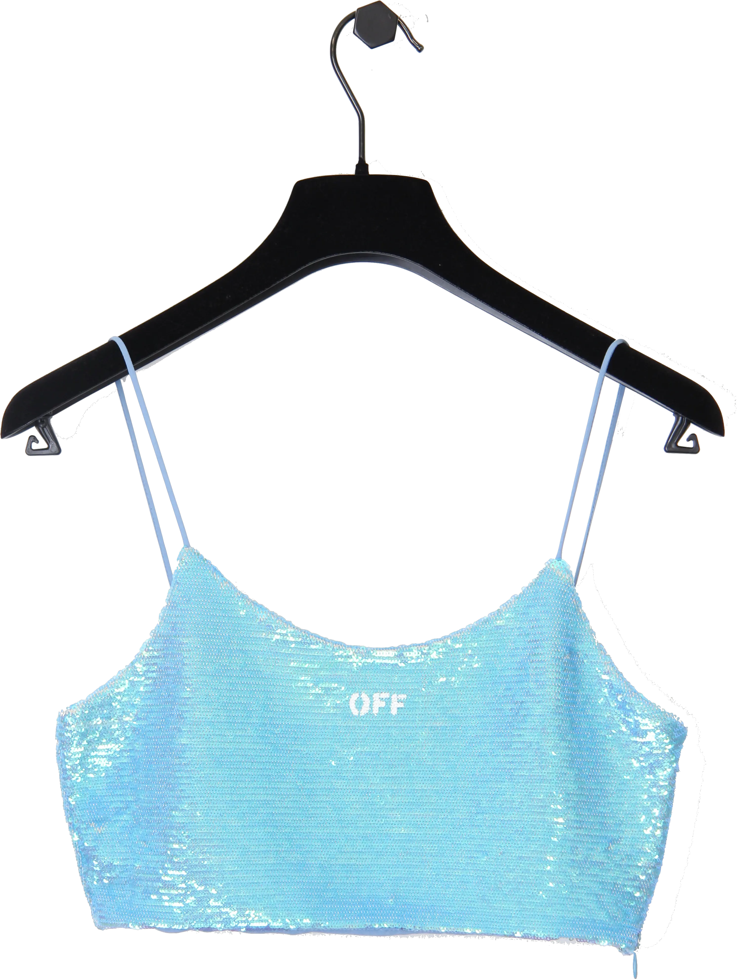Off White Paillettes Logo Crop Top Light Blue Png Off White Logo Png
