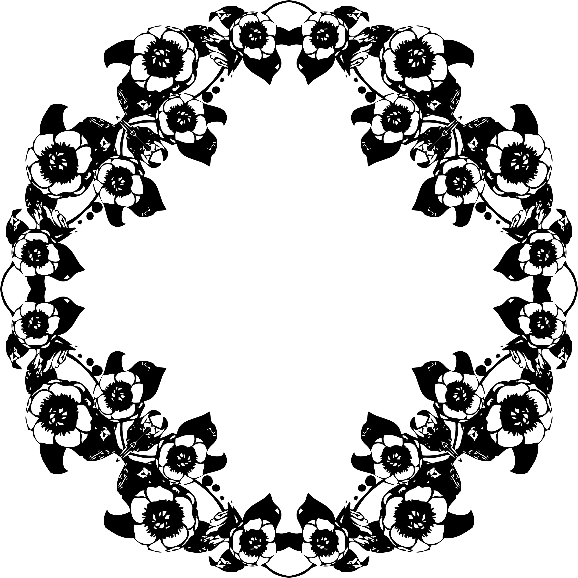 Body Jewelry Monochrome Circle Png Circle Design Black And White Floral Circle Png