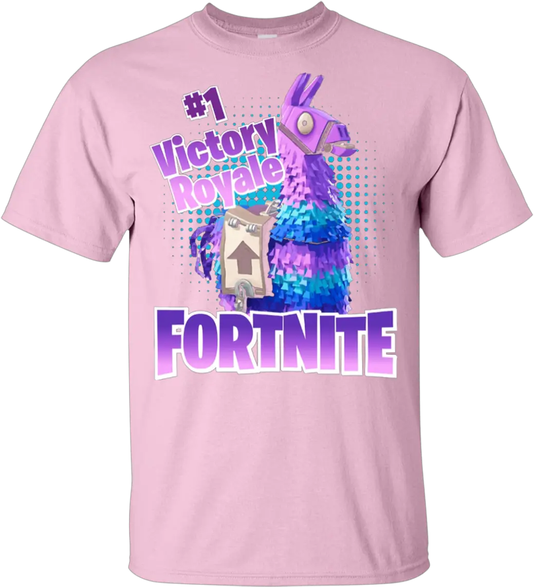 1 Victory Royale Fortnite Lucky Llama Shirt G200b Gildan Png