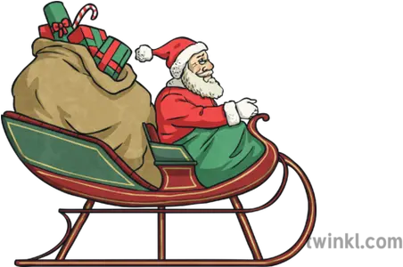 Santa In His Sleigh Illustration Twinkl Santa Claus Png Santa Sleigh Png