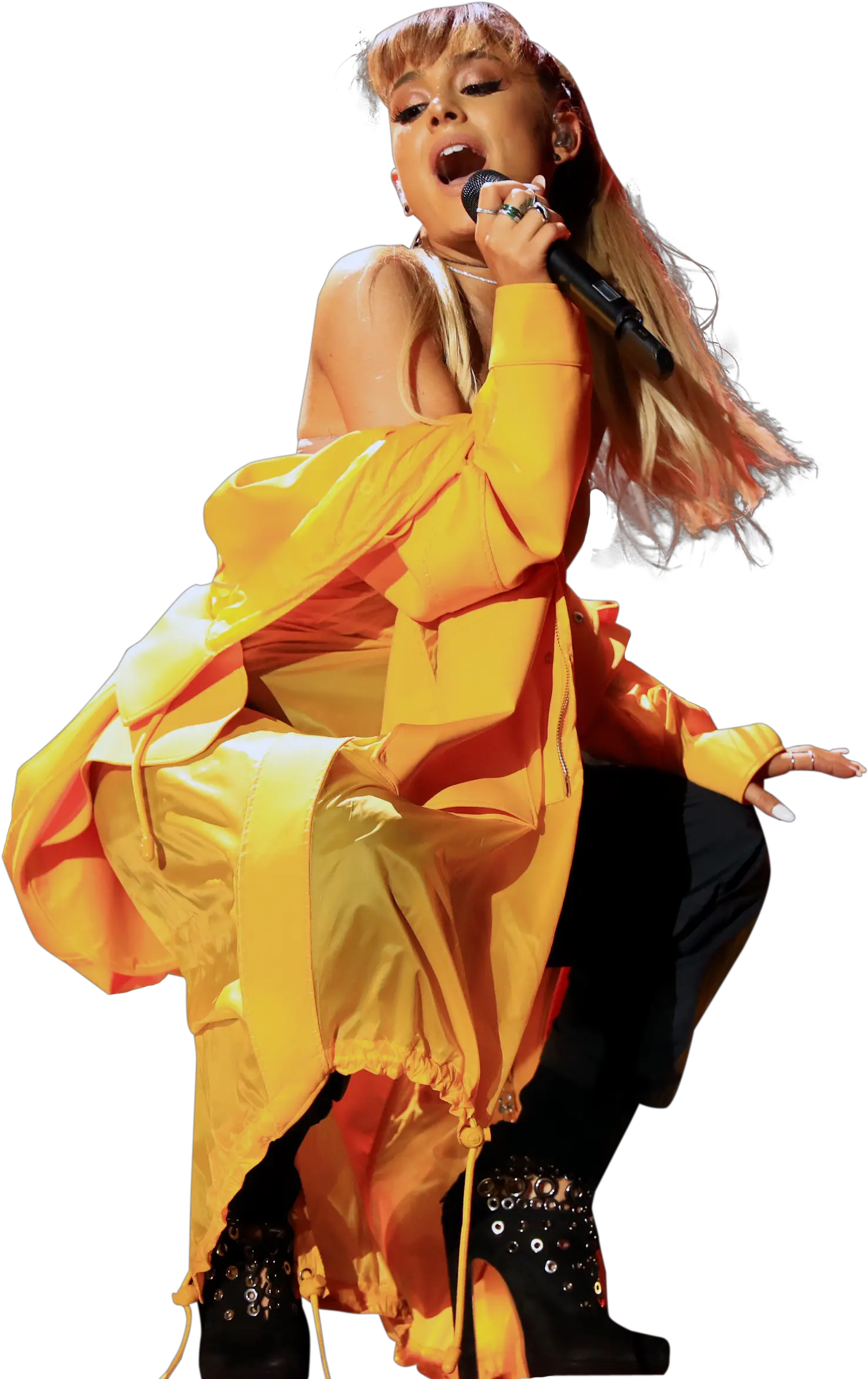 Download Ariana Grande In Yellow Dress Ariana Grande Stage Png Stage Png