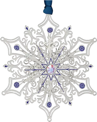 Glittering Silver Snowflake Silver Snowflake Ornament Png Silver Snowflake Png