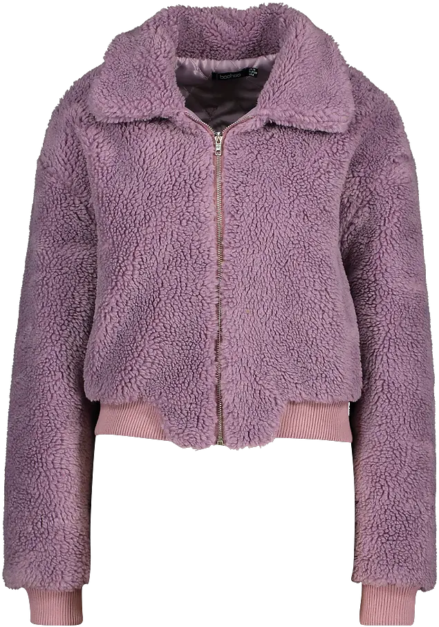Crop Faux Teddy Fur Bomber Jacket Boohoo Bomber Jacket For Girls Png Bomber Jacket Template Png
