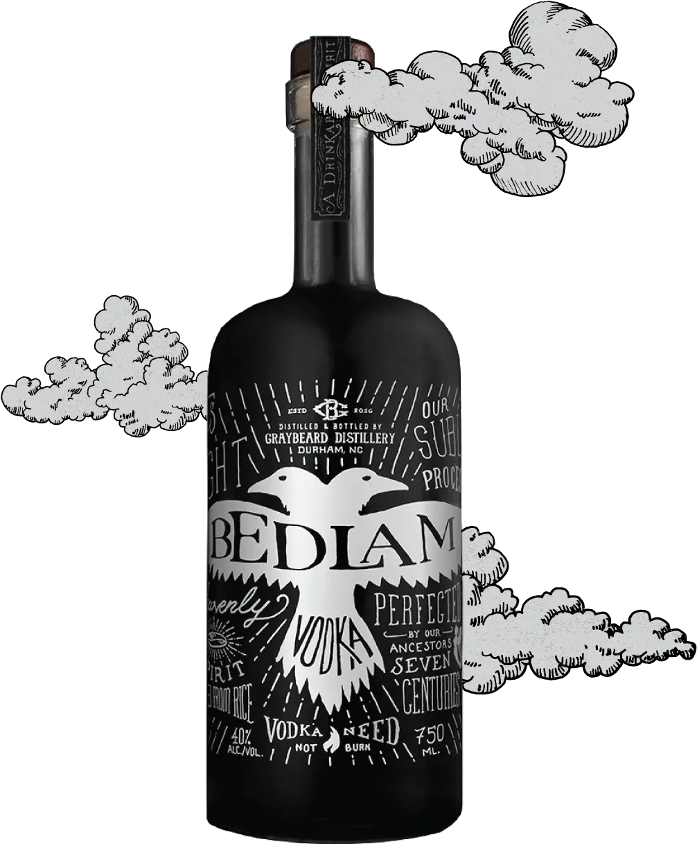 Bedlam Vodka Graybeard Distillery Durham Nc Bedlam Vodka Png Vodka Bottle Png