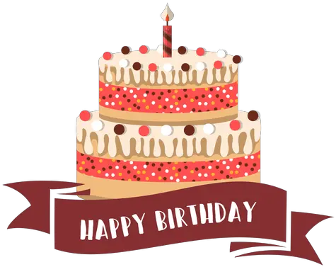 Happy Birthday Ribbon Cake Candle Fire Black Ribbon Png Happy Birthday Logos