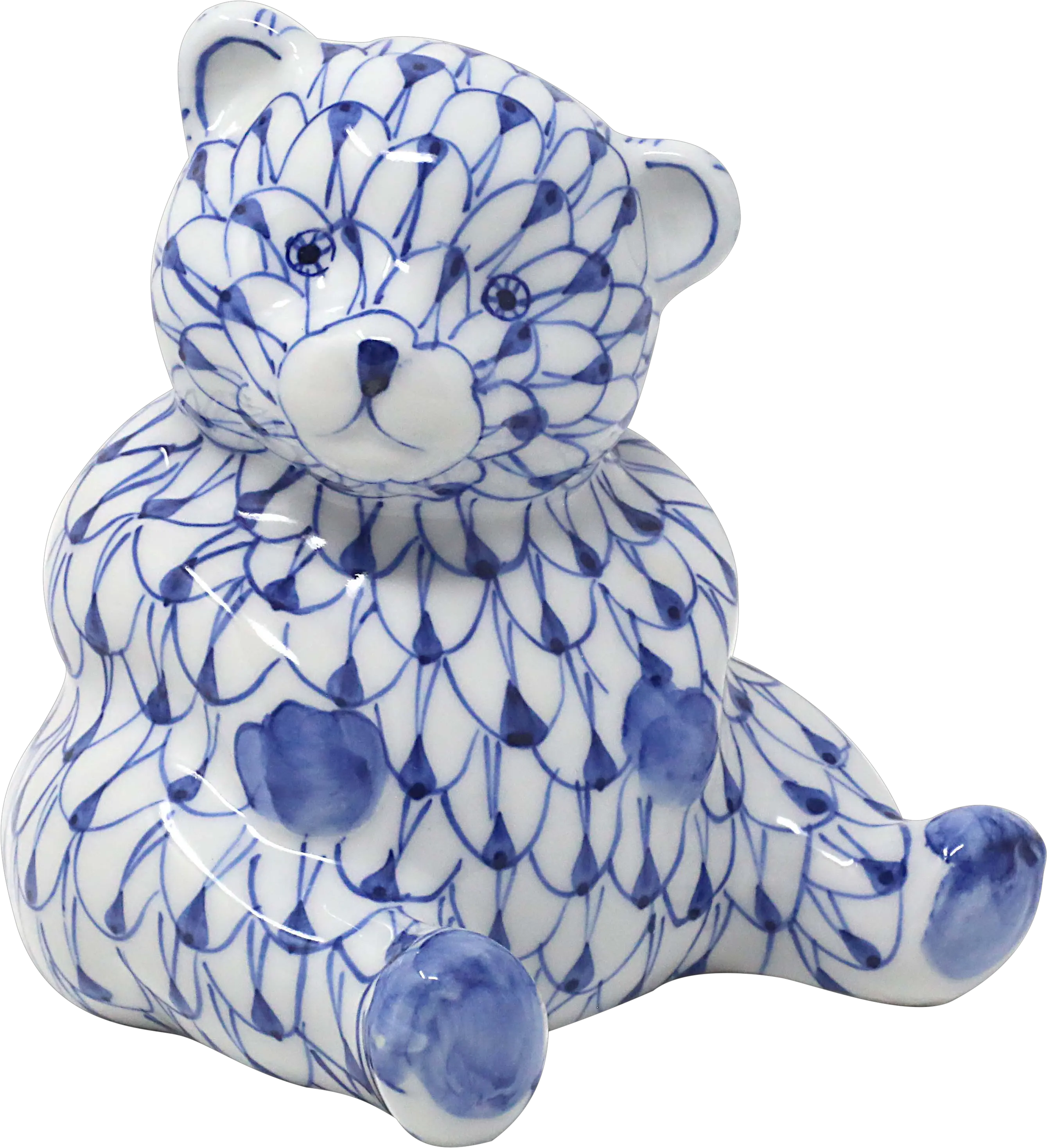 Hand Painted Fishnet Bear Figurine Soft Png Fishnet Transparent