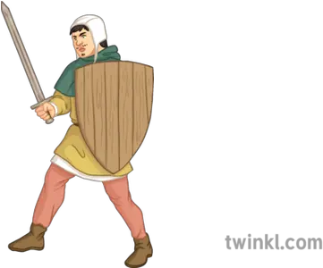 Man With A Sword And Shield History English Medieval Cartoon Png Sword And Shield Png