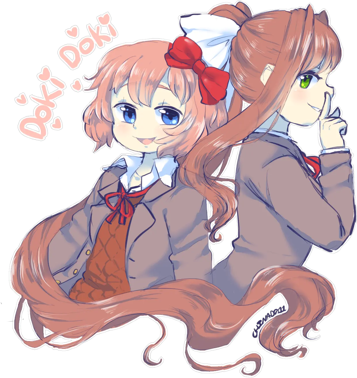 Sayori And Monika By Chinad011 Doki Literature Club Doki Doki Literature Club Monika And Sayori Png Doki Doki Literature Club Png