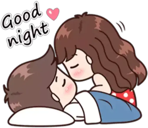 Romantic Couple Sticker Good Night Cartoon Couple Png Anime Couple Transparent