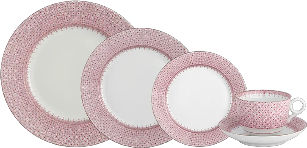 Pink Lace 5pc Place Setting Webbing Png Lace Pattern Png