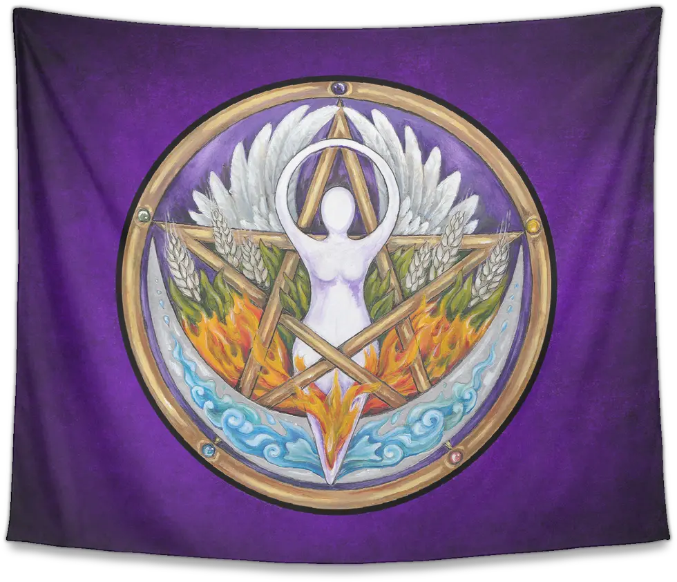 Elemental Goddess Pentacle Tapestry Wall Hanging Elemental Dragons Pentacle Png Pentacle Transparent