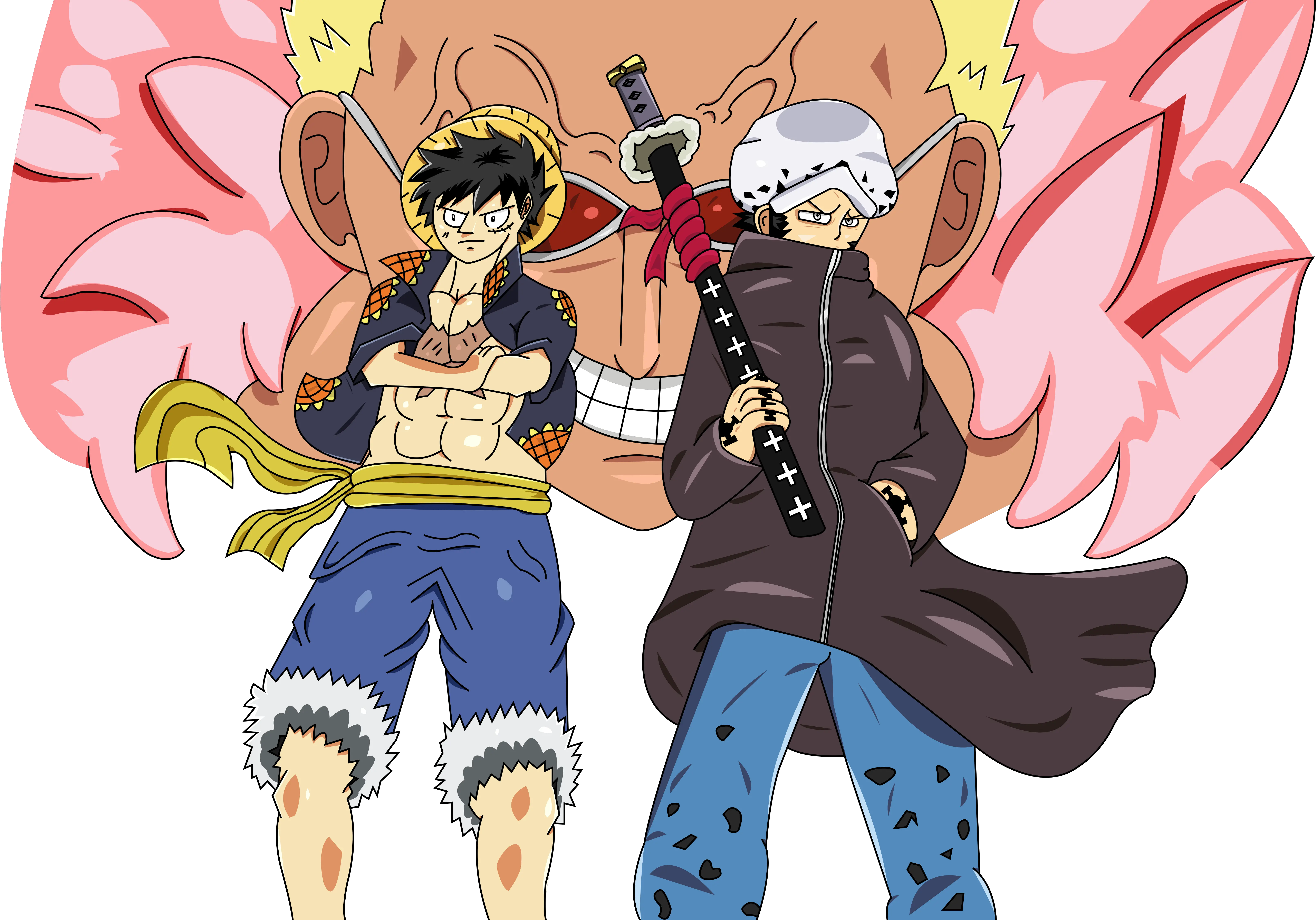 Trafalgar Law And Luffy Dual Units Png Cartoon Luffy Png