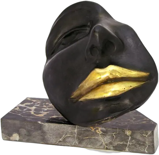 Black Sexy Bronze Sculpture Of A Partial Face With Gold Lips Bronze Sculpture Png Gold Lips Png