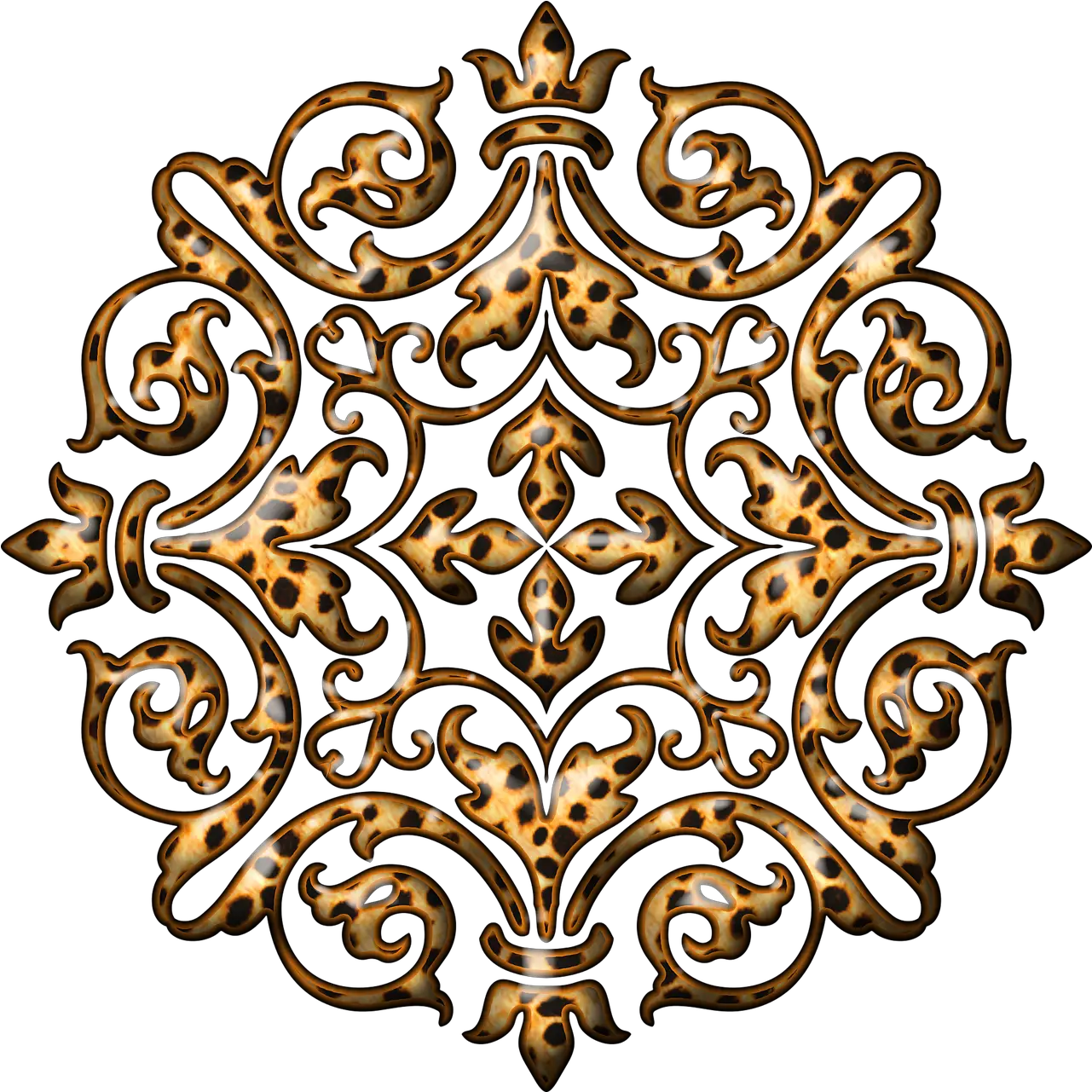 Shapebeautifulunique Leopard Retro Designyellow And Brown Classic Floral Design Png Decorative Shapes Png