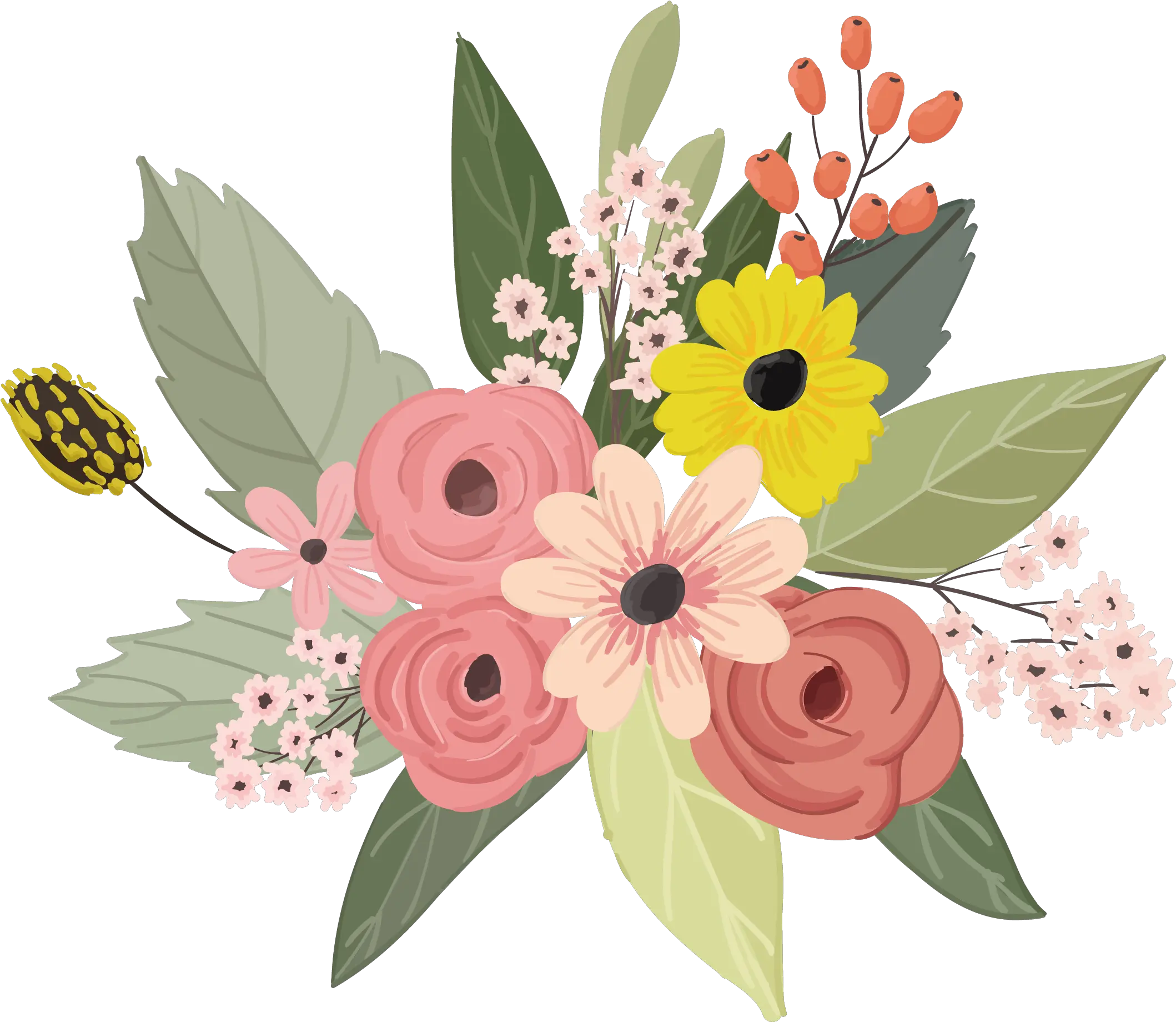Bouquet Of Flowers Vector Png Flower Vector Png Watercolor Flower Vector Png Bouquet Of Flowers Png